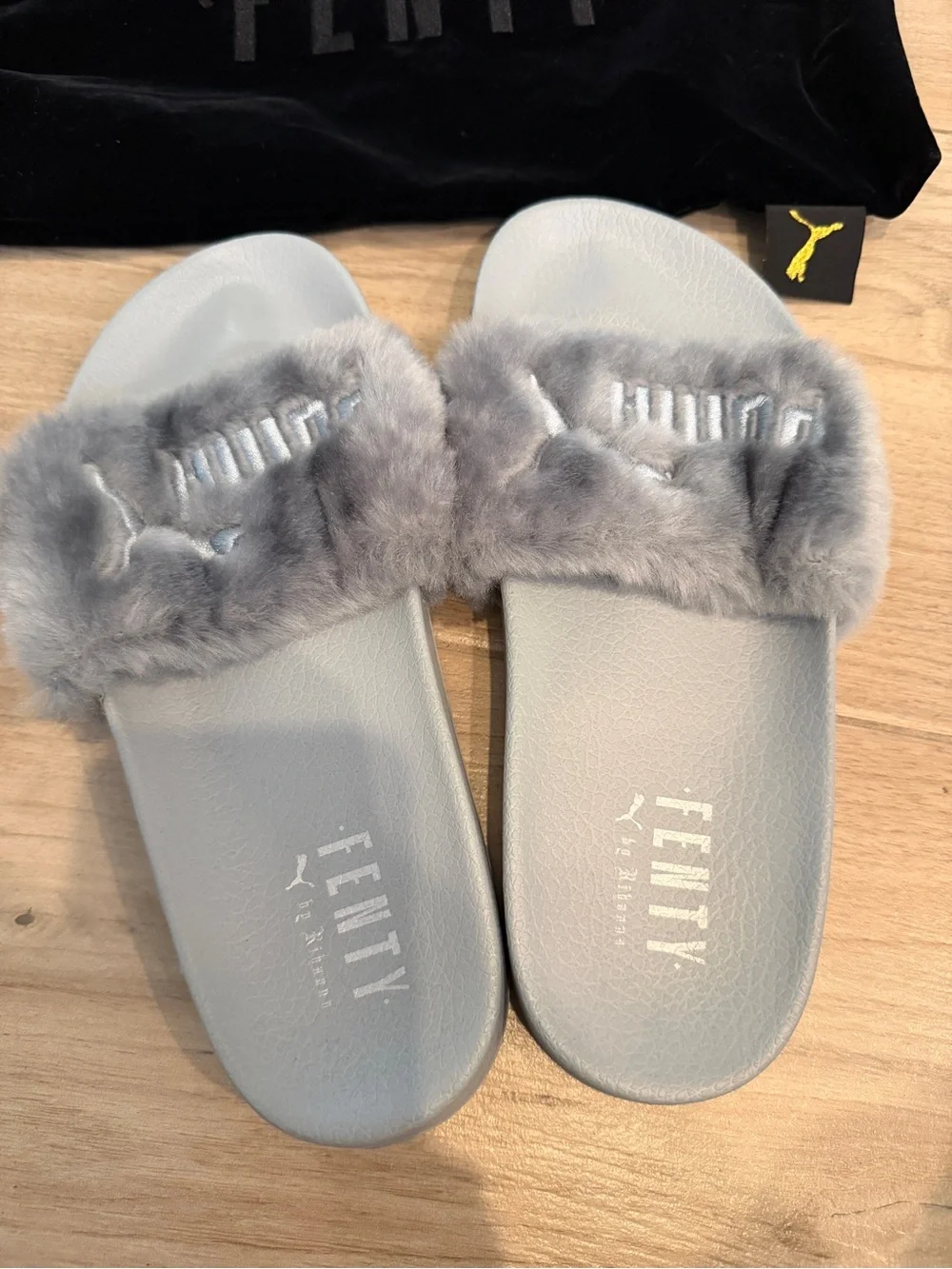 FENTY x PUMA Rihanna Gray Fur Slides US 6.5